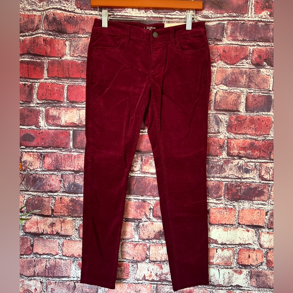 NWT LOFT Burgundy Corduroy Super Skinny Pants